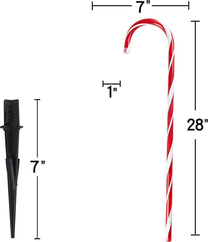 12pcs Christmas Candy Cane Pathway Lights 28in