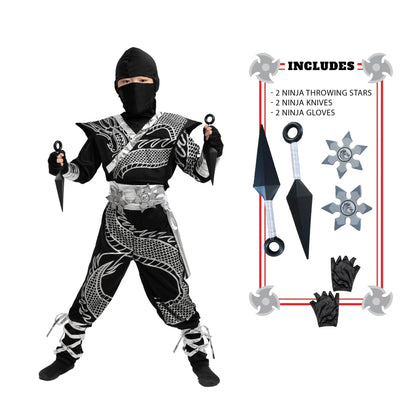 Kids Silver Dragon Ninja Halloween Costume