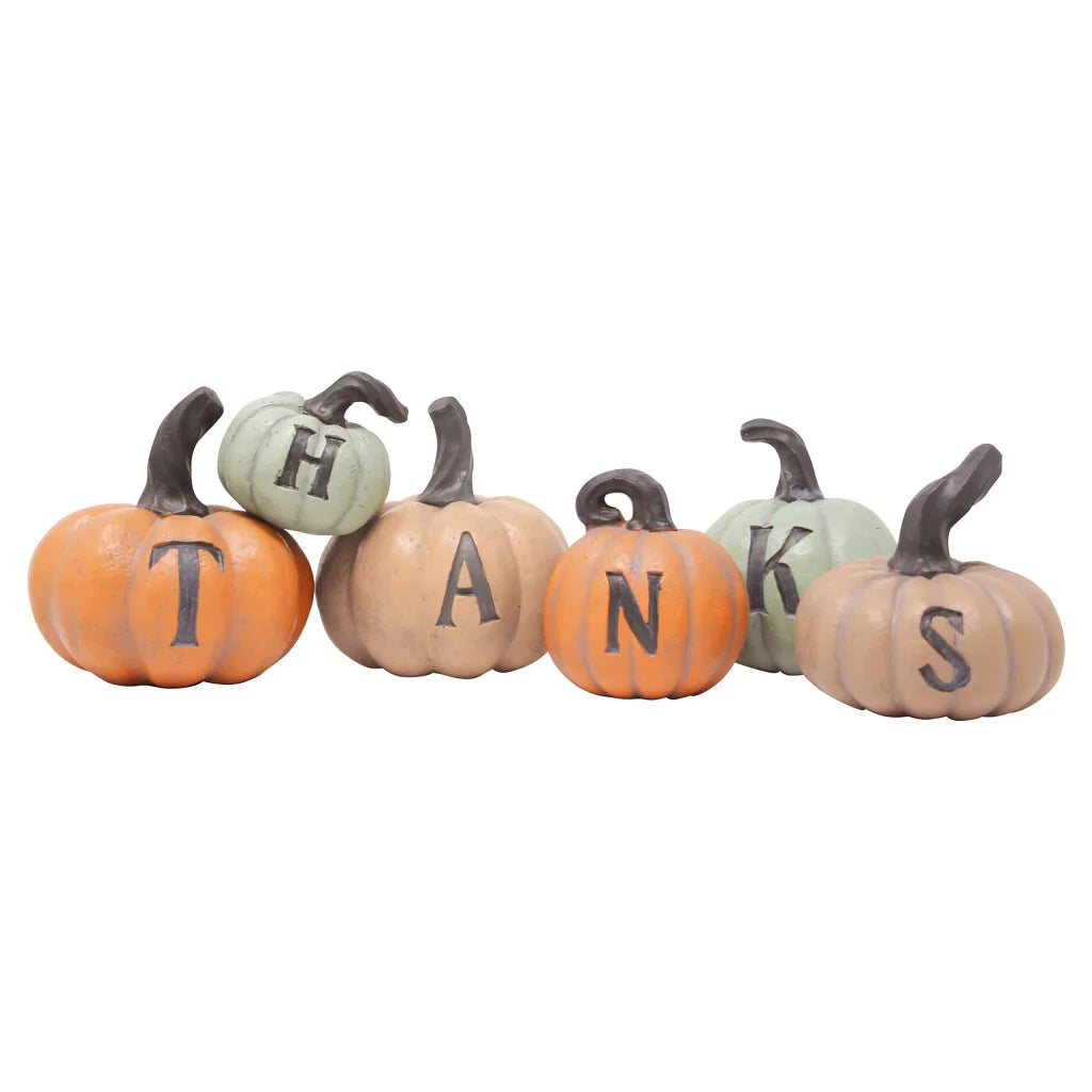 6Pcs Thanks Pumpkin Decoration Set