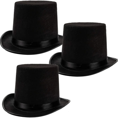 3Pcs Black Top Hat Halloween Accessories 5.9in