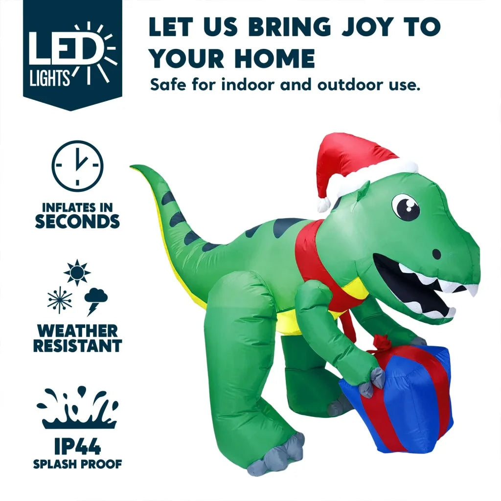 5ft LED Giant Christmas Inflatable Dinosaur