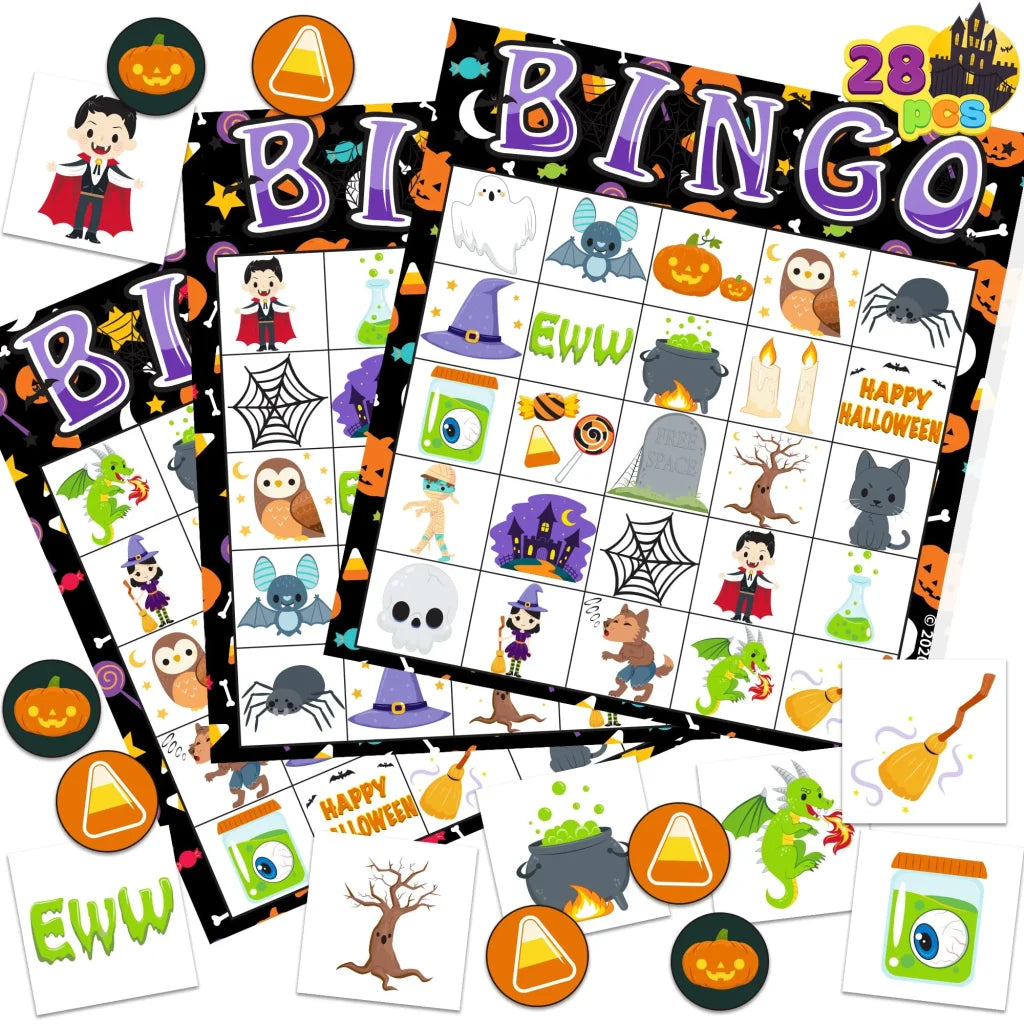 28pcs Halloween Bingo Card Game