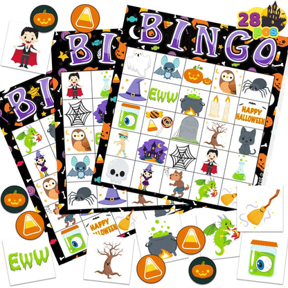 28pcs Halloween Bingo Card Game