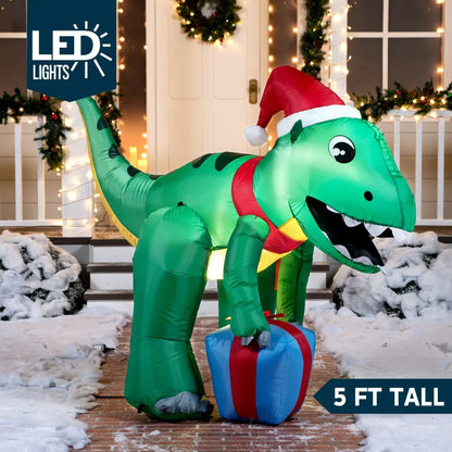 5ft LED Giant Christmas Inflatable Dinosaur