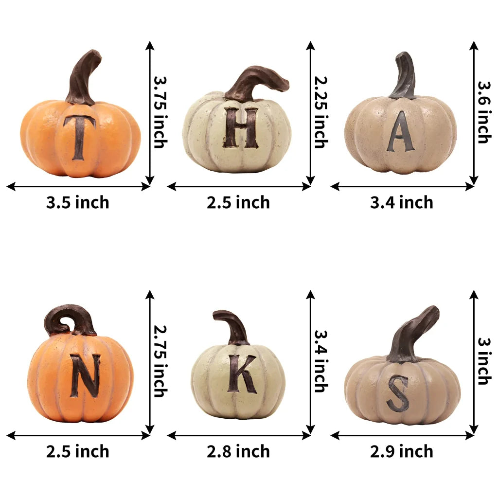 6Pcs Thanks Pumpkin Decoration Set