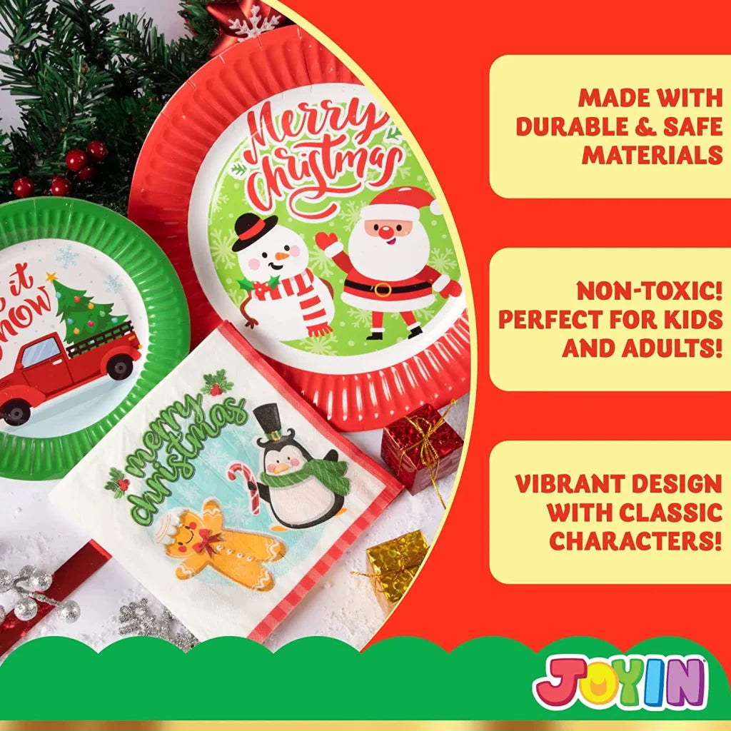 96pcs Disposable Christmas Paper Plates Tableware Set