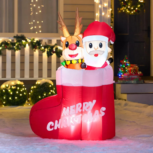 5ft Tall Christmas Inflatable Animated Stocking