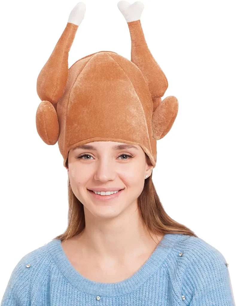 3Pcs Plush Roasted Turkey Hat