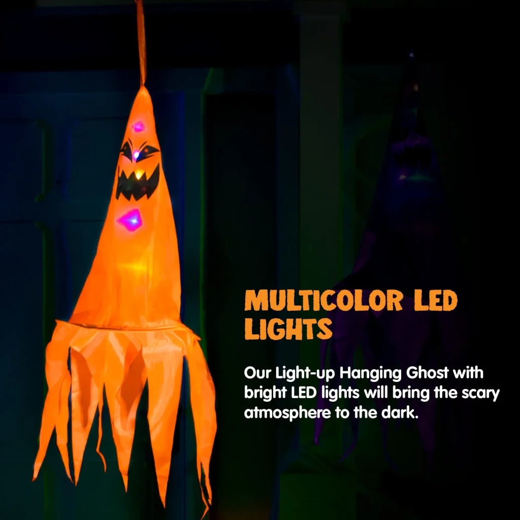 10pcs Light Up Halloween Hanging Ghost Decoration 24in