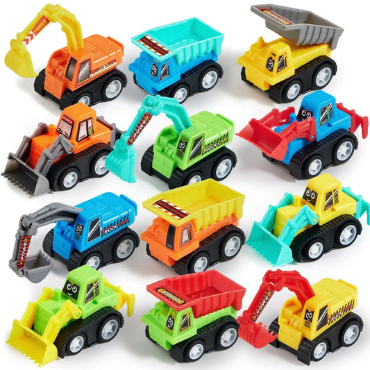 12Pcs Pull Back Cars Set Mini Construction Engineering Vehicle for Toddlers