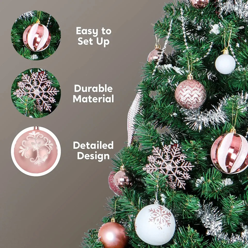 133pcs Rose Gold and White Christmas Ball Ornaments