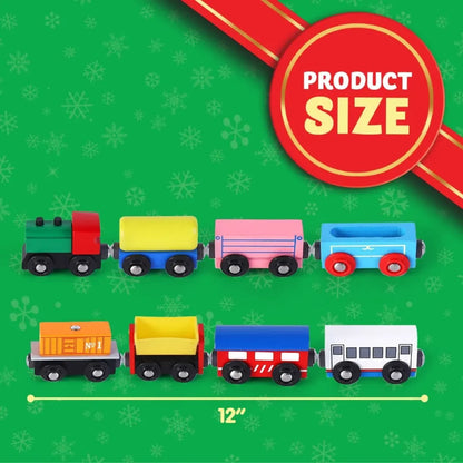 12pcs Wooden Magnetic Train Advent Calendar for Christmas