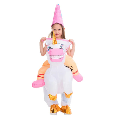 Kids Blow Up Unicorn Riding Costume