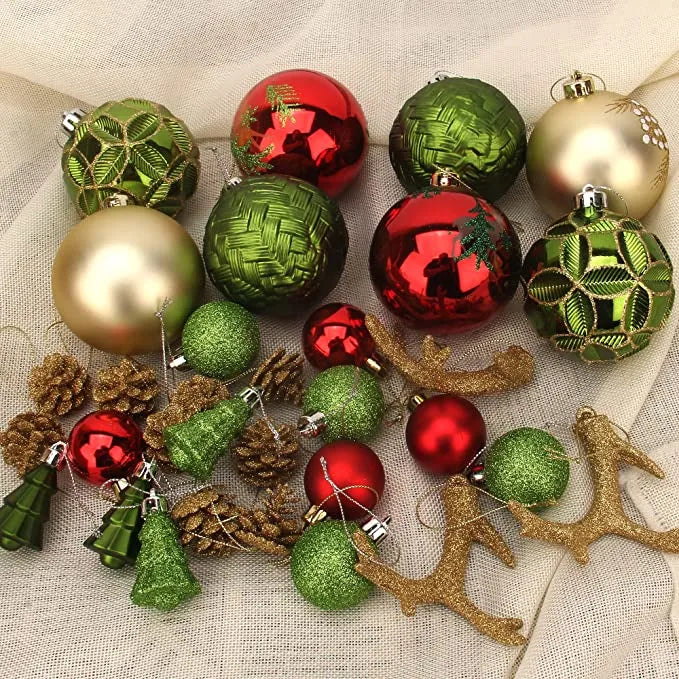 56pcs Assorted Christmas Ornaments Set