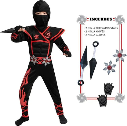 Kids Flame Red Ninja Halloween Costume