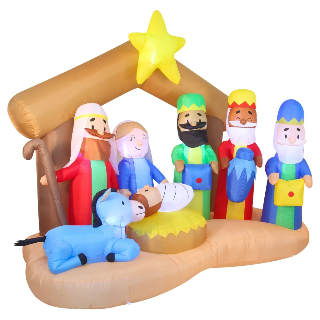 9ft Inflatable LED Nativity of Jesus with Three Wiseman