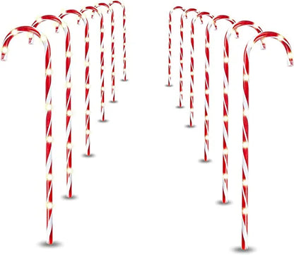 12pcs Christmas Candy Cane Pathway Lights 28in