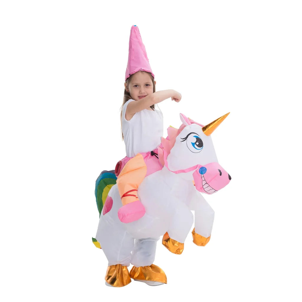 Kids Blow Up Unicorn Riding Costume