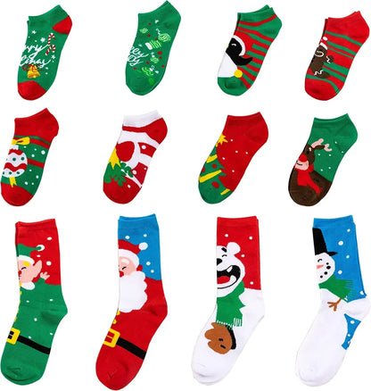 12pcs Women’s Warm Cotton Socks Advent Calendar