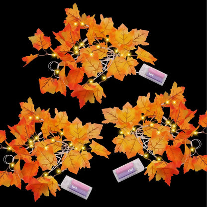 3Pack 8.2ft LED Maple Leaves Thanksgiving String Lights