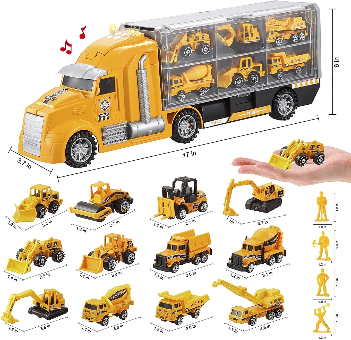 25pcs Diecast Construction Truck Vehicle Toy Set