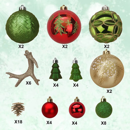 56pcs Assorted Christmas Ornaments Set