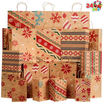 24 PCS Christmas Kraft Gift Bags