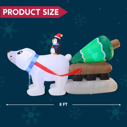 8ft Long LED Polar Bear Inflatable Decoration