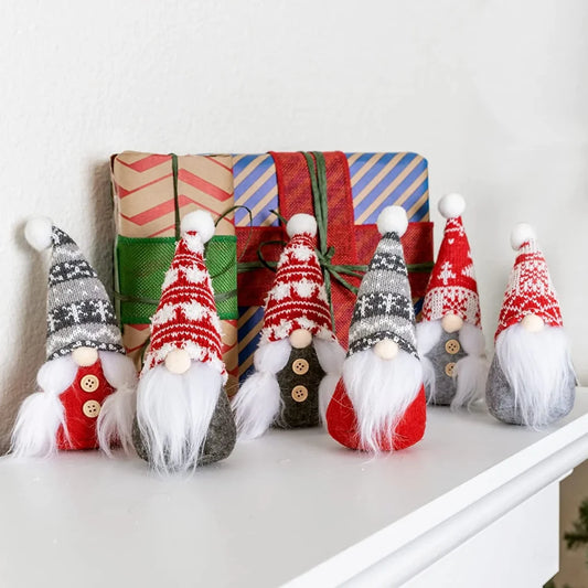 6pcs Plush Gnome Christmas Ornaments 6in