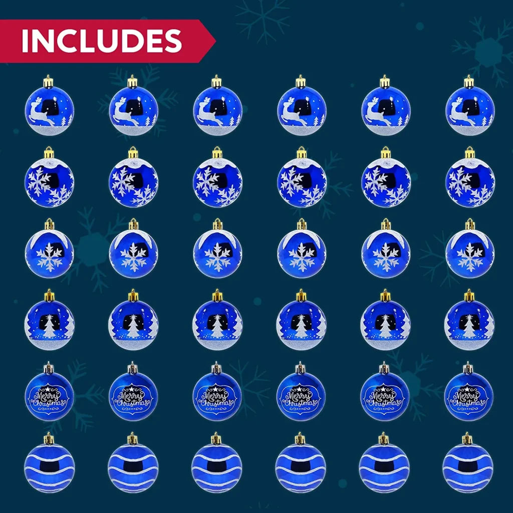 24pcs Blue and White Christmas Ball Ornaments