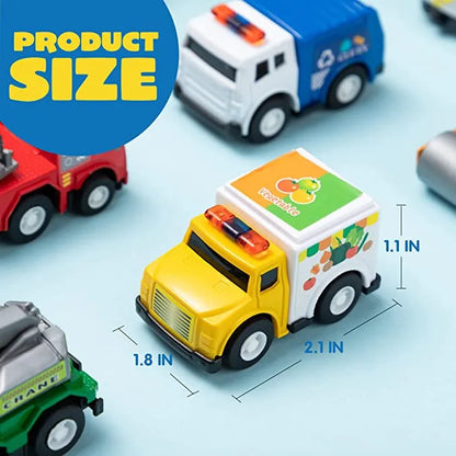 Bizzy-me 18pcs Pull Back Toy Cars and Vehicles Set