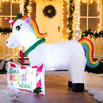 6ft Long LED Inflatable Ride A Unicorn Christmas Decoration