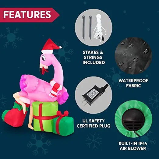 6ft LED Christmas Flamingo Inflatable