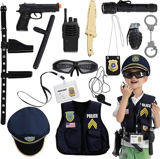 14pcs Hat and Uniform Outfit Police Play Set Toy