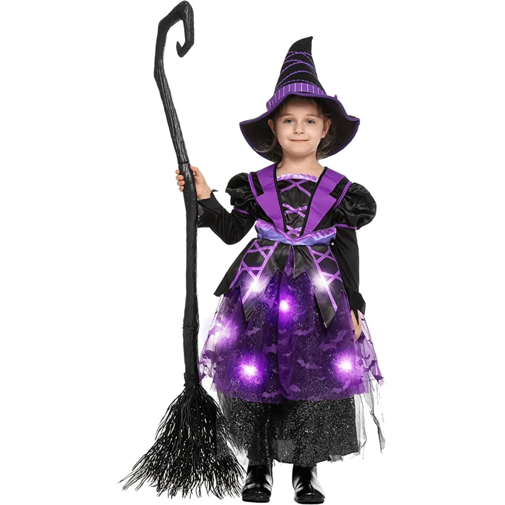 Girls Purple and Black Witch Halloween Costume