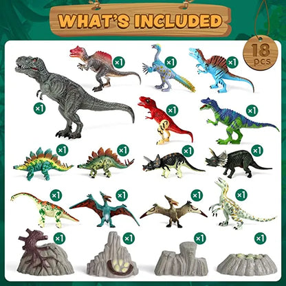 18pcs Realistic Dinosaur Figures 5in to 9in