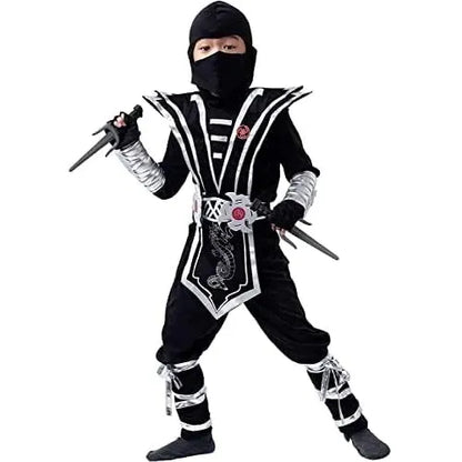 Kids Kung Fu Silver Ninja Halloween Costume