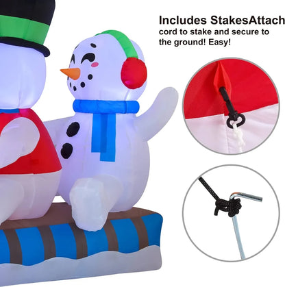 6ft Inflatable LED Snowmen on a Sleigh Ride