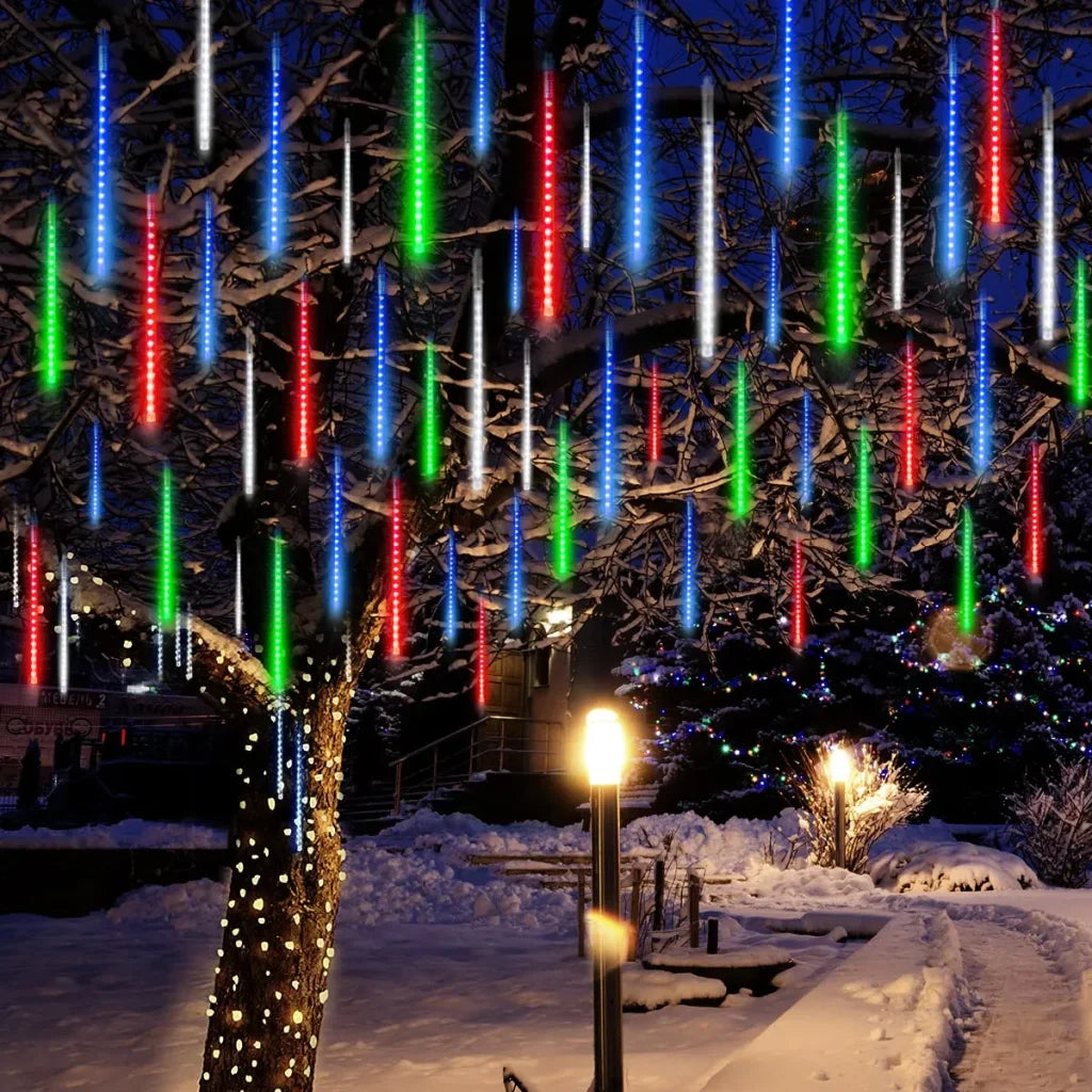 3x 8 Tubes (12in) Christmas Meteor Shower Rain Lights, Multicolor