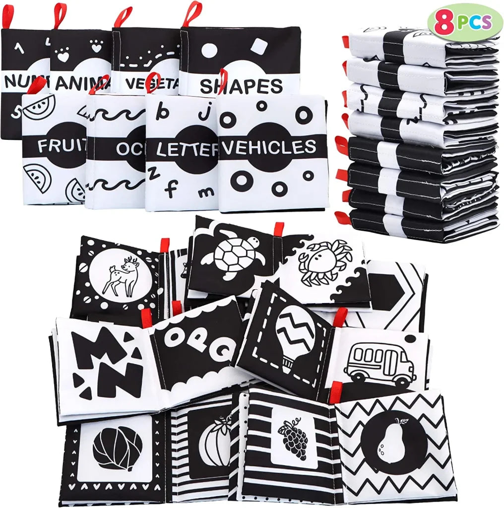 8pcs Black and White Soft Baby Books