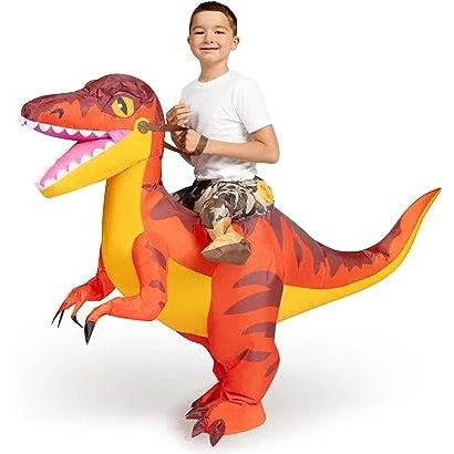 Kids Ride-on Red Raptor Inflatable Costume Halloween Dinosaur Costumes