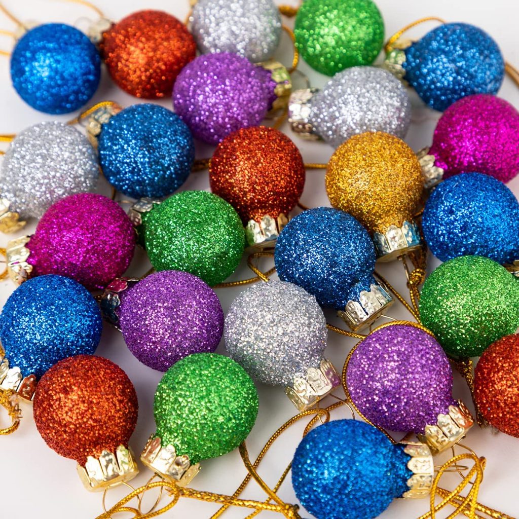 36pcs Mini Glitter Christmas Ball Ornaments