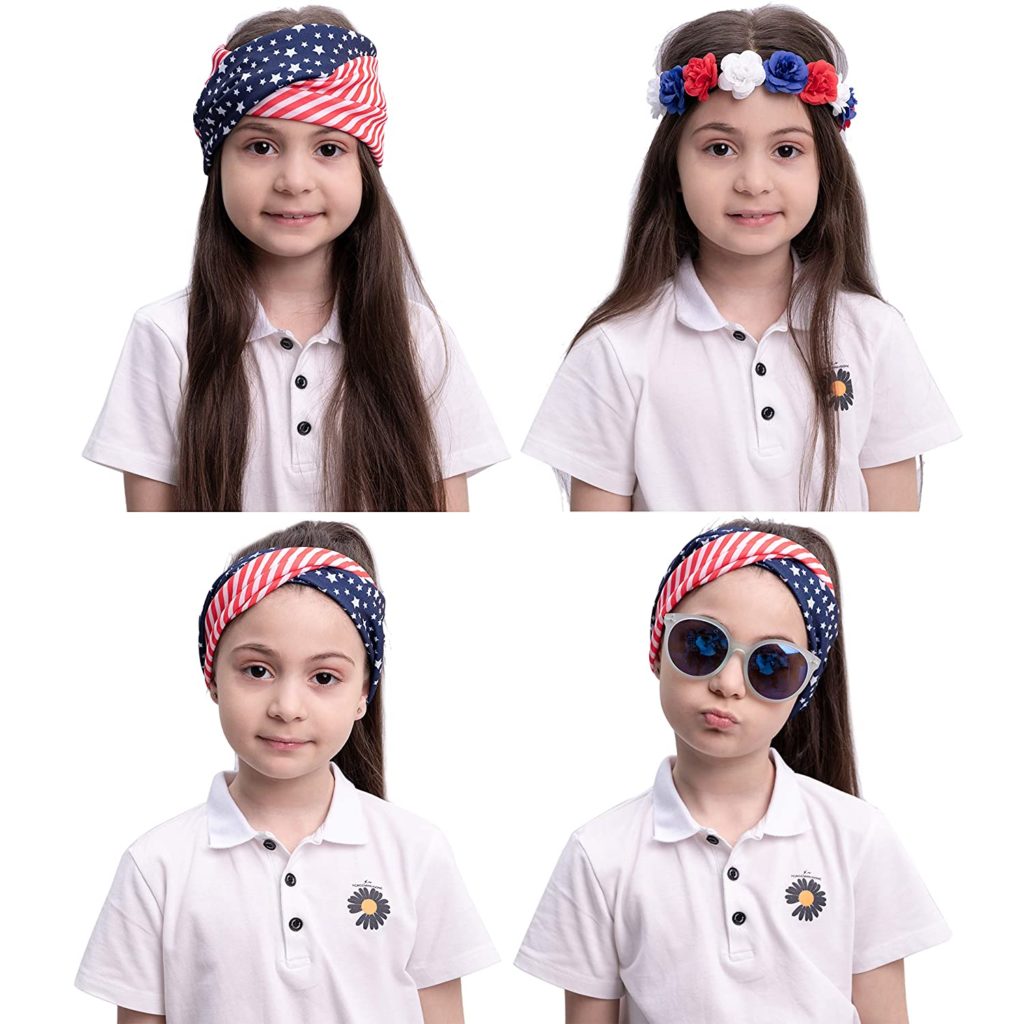 Flag Headband & Flower Headband Accessories, 2 Pcs