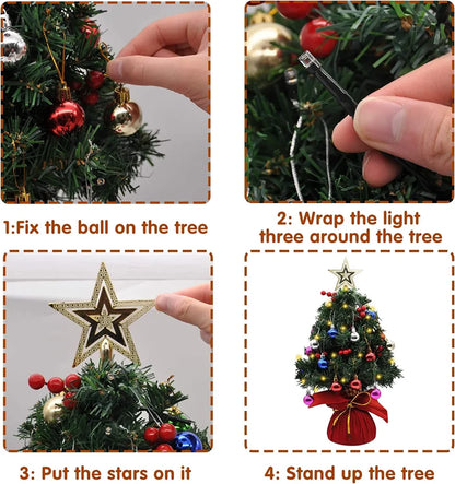 Prelit Tabletop Mini Artificial Christmas Tree 24in