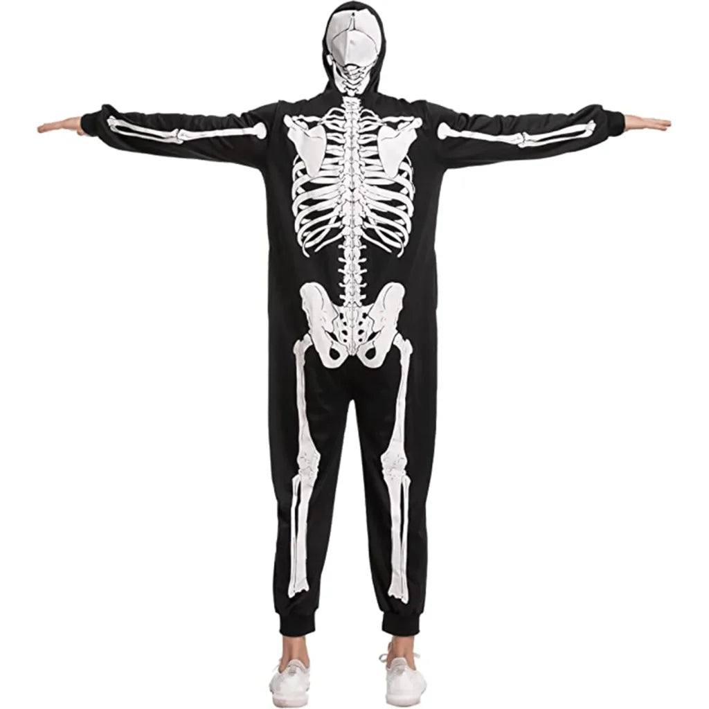 Adult Zip up Skeleton Pajamas Halloween Costume