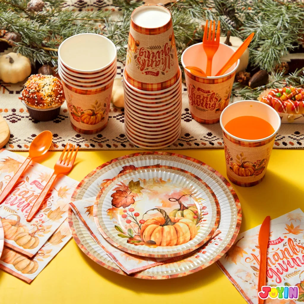 168 Pcs Thanksgiving Disposable Dinnerware Set