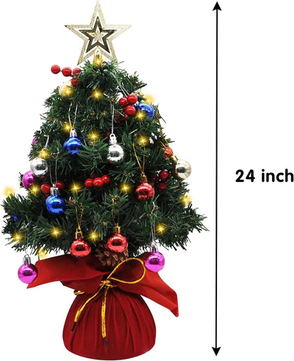 Prelit Tabletop Mini Artificial Christmas Tree 24in