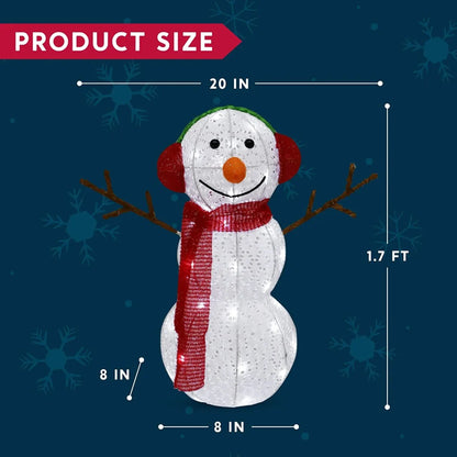 LED Light Up Yard Snowman with Earmuff Yard Light 1.7ft