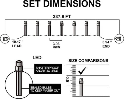 1000 LED Multicolor Clear Wire String Lights