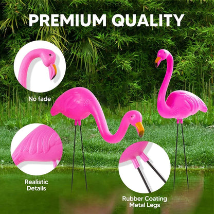 Small Pink Flamingo Yard Ornament, Set 6